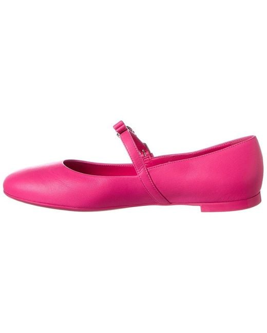 Ferragamo Pink Ferragamo Lizz Leather Ballet Flat