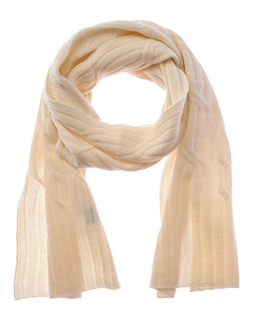 Hannah Rose Natural Wide Cable Cashmere Scarf