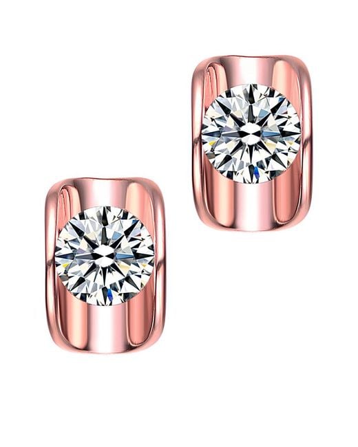 Genevive Jewelry White 14k Rose Gold Vermeil Cz Studs