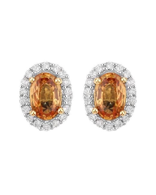 Diana M White Fine Jewelry 14k 1.66 Ct. Tw. Diamond & Orange Sapphire Studs