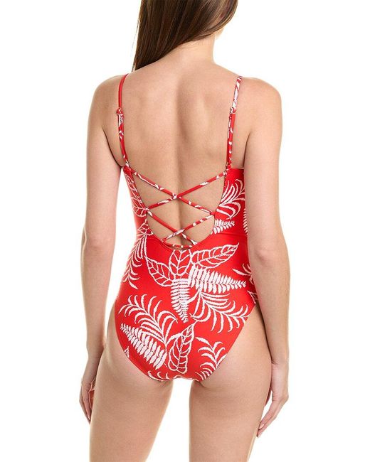 La Blanca Red Tapestry Strappy One-piece