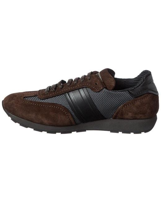 Brioni Brown Suede-trim Runner Sneaker for men