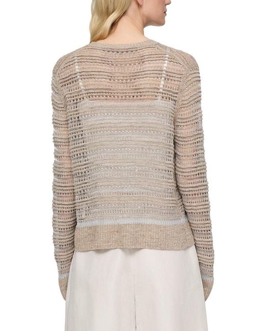 Lafayette 148 New York Natural Lace & Ottoman Stitch Linen & Silk-Blend Pullover