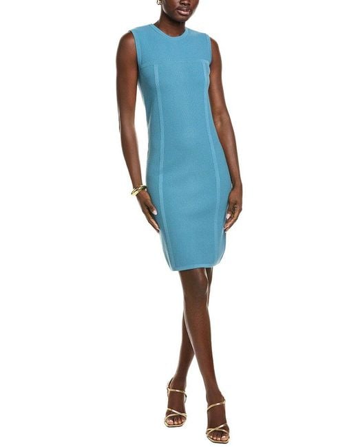 St. John Blue Melange Stretch Pique Knit Mini Dress
