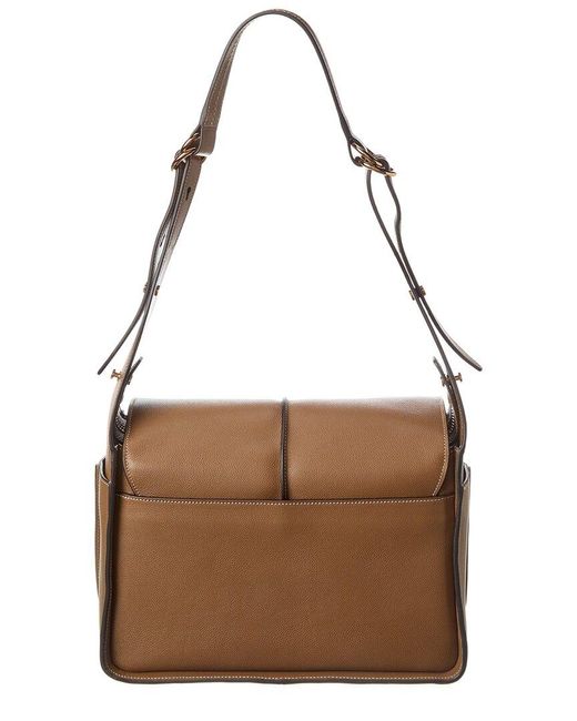 Tod's Brown T Logo Leather & Suede Shoulder Bag