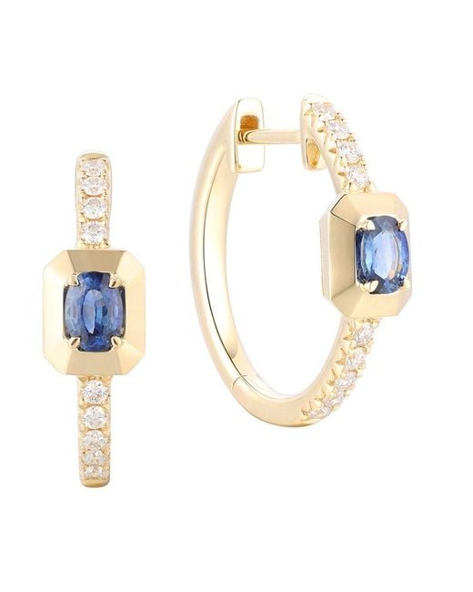 Gregg Ruth Metallic 14K 0.61 Ct. Tw. Diamond & Sapphire Huggie Earring