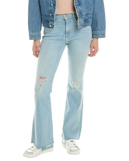 Mother Blue Denim The Weekender Fray Not So Chill Pill Flare Jean