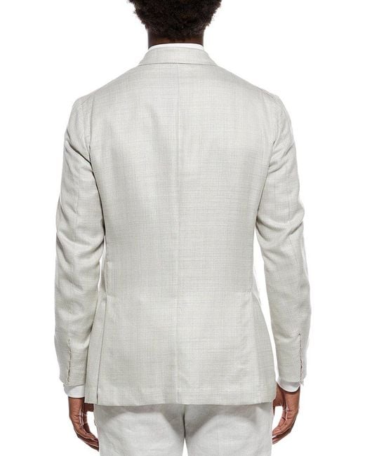 Isaia Gray Domenico Wool, Silk, & Linen-Blend Blazer for men