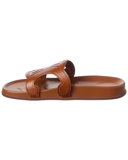 Céline Brown Logo Leather Sandal