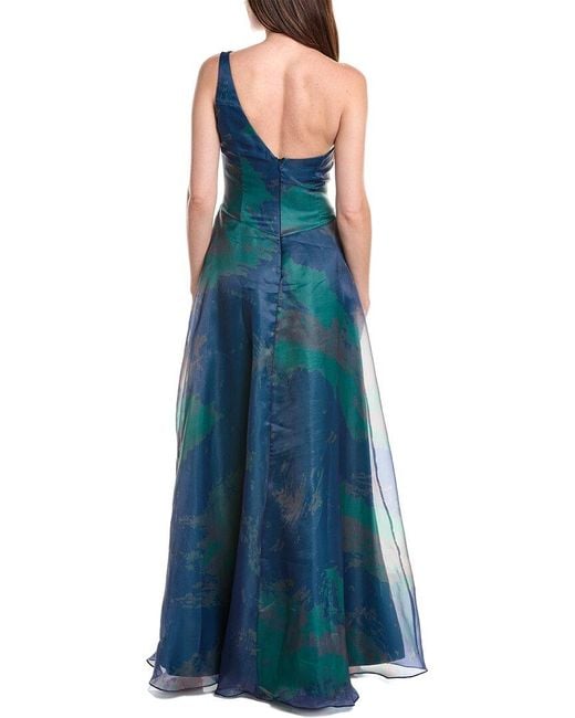 Rene Ruiz Blue One-Shoulder A-Line Gown