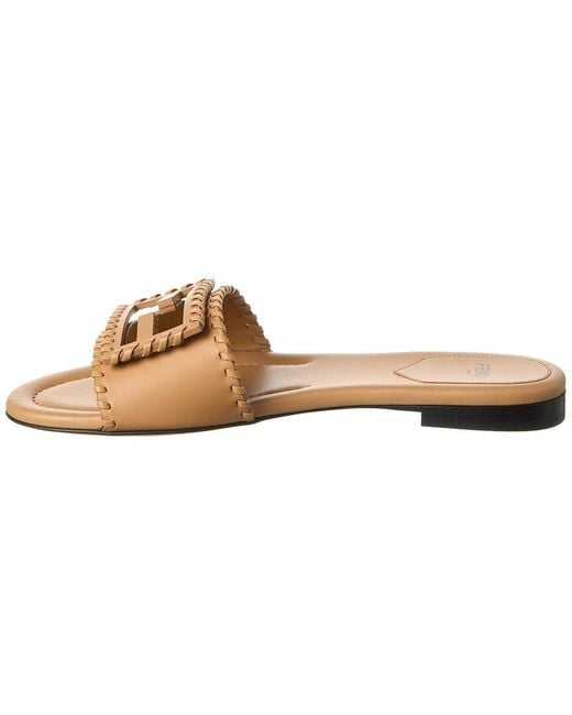 Fendi Brown Logo Leather Sandal
