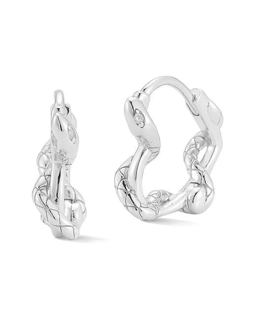 Sphera Milano White Cz Twisty Snake Huggies Earrings