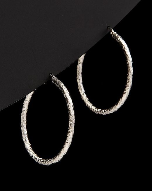 Italian Gold Black 14k Diamond-cut Hoops