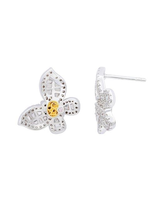 Suzy Levian White Silver Cz Earrings