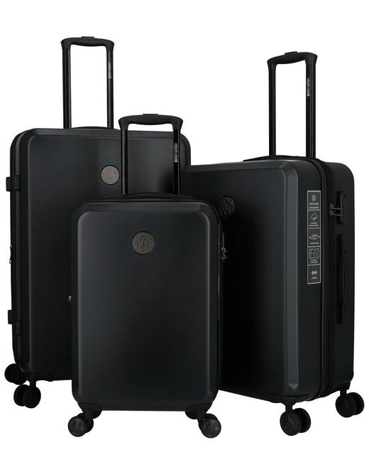 Roberto Cavalli Black Solid Classic Collection 3pc Expandable Luggage Set