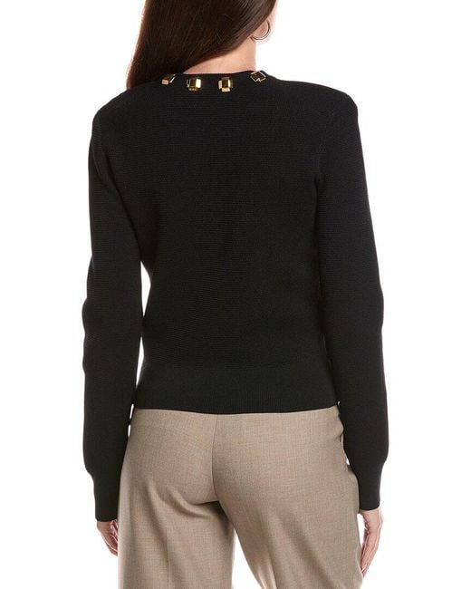 St. John Black Pique Knit Sweater