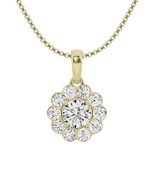 Lab Grown Diamonds Metallic 14k 1.00 Ct. Tw. Lab Grown Diamond Halo Pendant Necklace