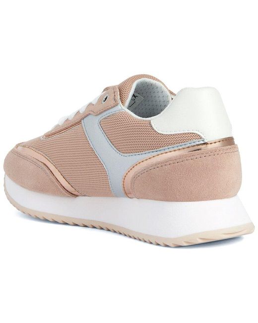 Geox Pink Donna Leather-trim Sneaker