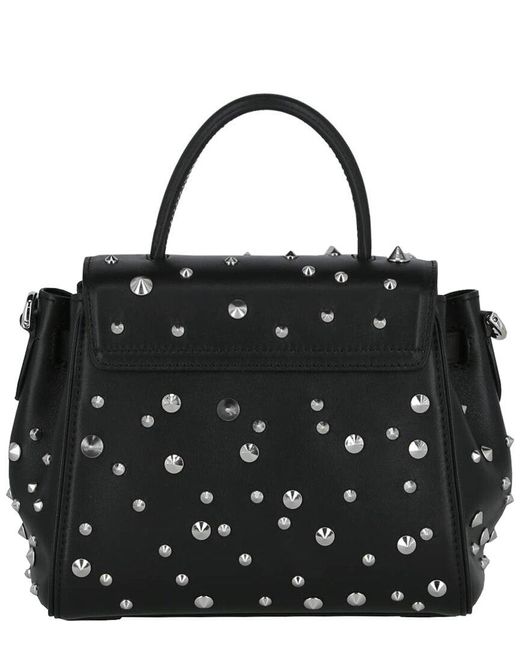 Versace Black Studded La Medusa Leather Shoulder Bag