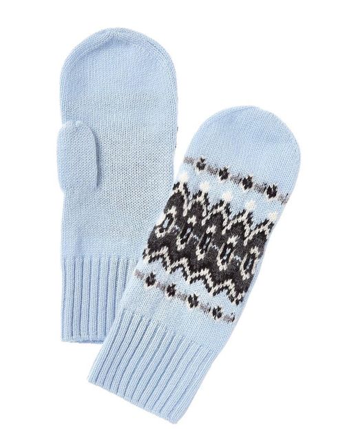 Forte Blue Cashmere Jacquard Cashmere Mittens