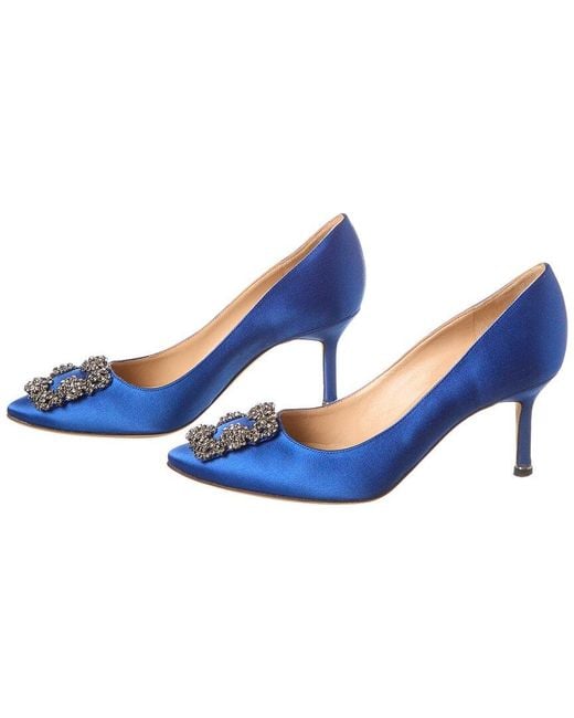 Manolo Blahnik Blue Hangisi 70 Satin Pump (Authentic Pre-Loved)
