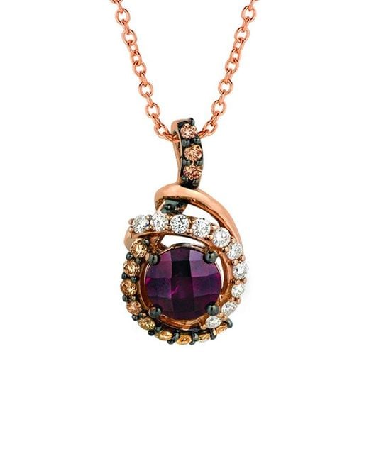 Le Vian White Chocolatier 14k Strawberry Gold 1.40 Ct. Tw. Diamond & Rhodolite Necklace