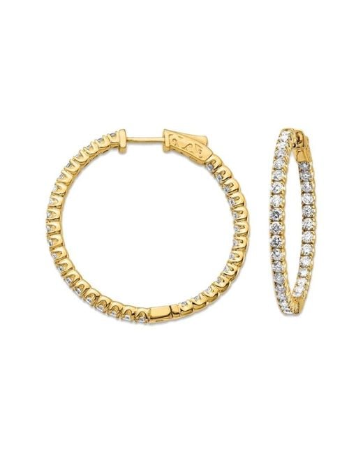 Forever Creations USA Inc. Metallic Forever Creations 14k 2.00 Ct. Tw. Diamond Inside-outside Hoops