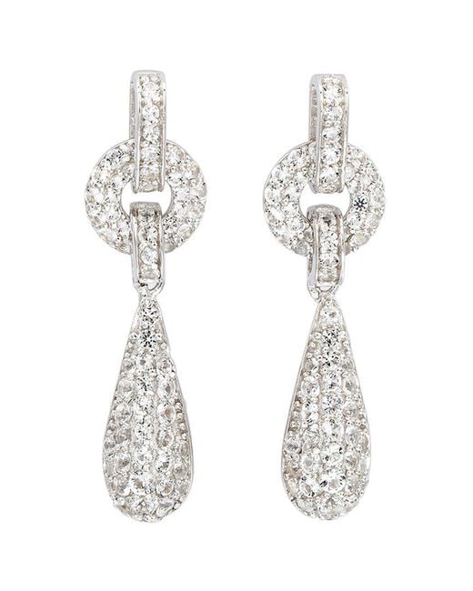 Suzy Levian Silver 0.02 Ct. Tw. Diamond & White Topaz Tear Drop Earring