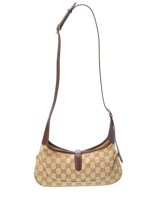 Gucci White Jackie Slim Medium Canvas & Leather Hobo Bag