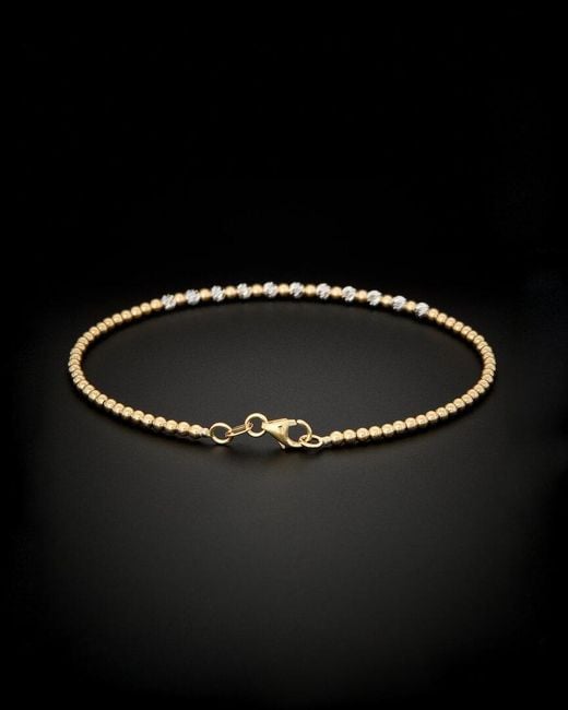 Italian Gold Black 14k Italian Two-tone Gold Beaded Bracelet