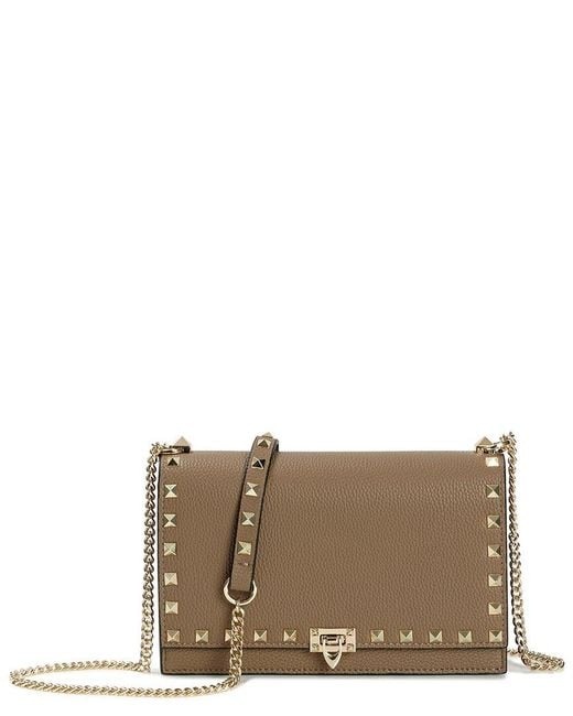 Tiffany & Fred Paris Brown Studded Fold-over Leather Clutch