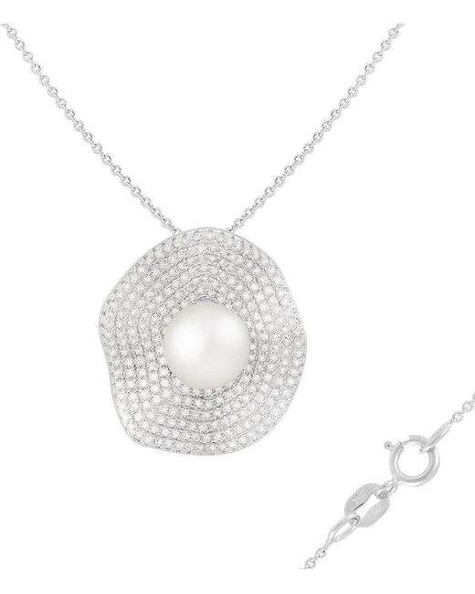 Splendid White 9Mm Pearl Cz Pendant