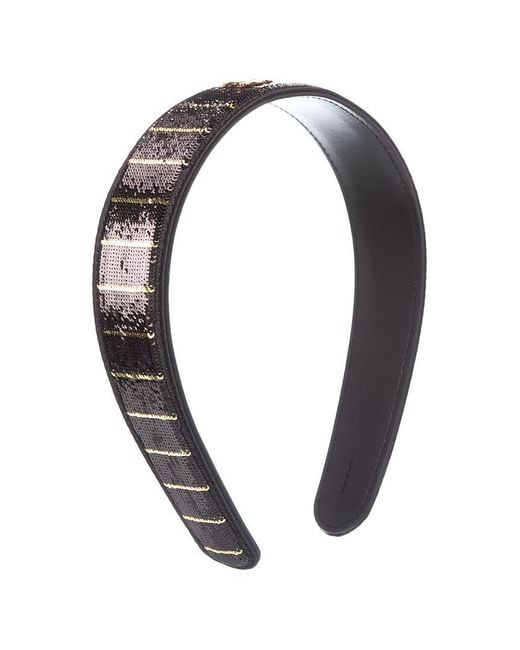 Céline Black Striped Sequins Headband