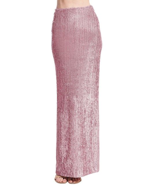 EMILY SHALANT Pink Long Stretch Sequin Column Skirt