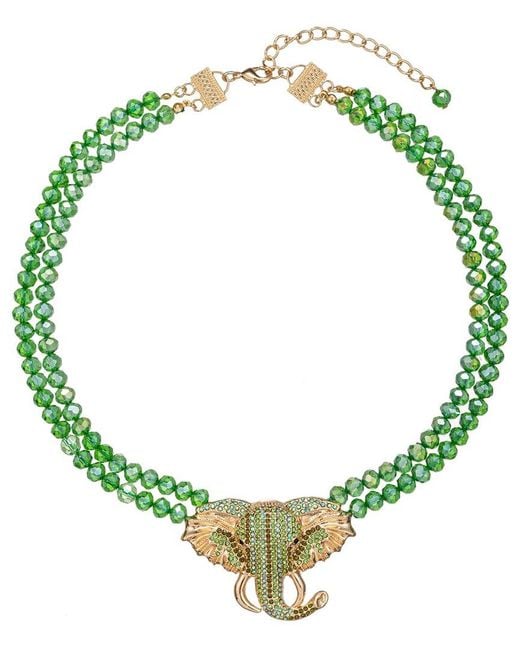 Eye Candy LA Green Luck Elephant Beaded Necklace