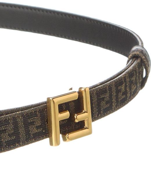 Fendi Black Ff Reversible Jacquard & Leather Belt