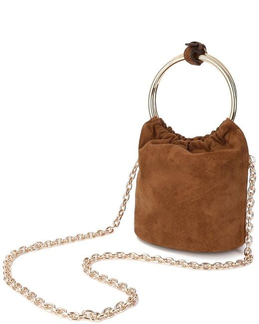 Tiffany & Fred Paris Brown Circular Suede Top-Handle Crossbody