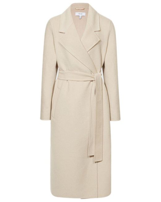 Reiss Natural Agnes Wool-blend Wrap Coat