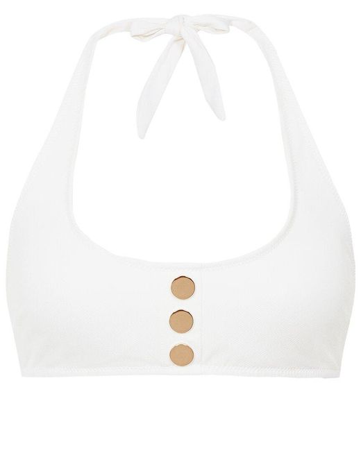 Reiss Bailey Halter Neck Bikini Top in White Lyst