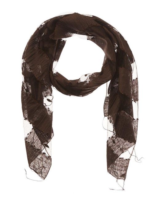 Blue Pacific Brown Hand-woven Silk-blend Scarf