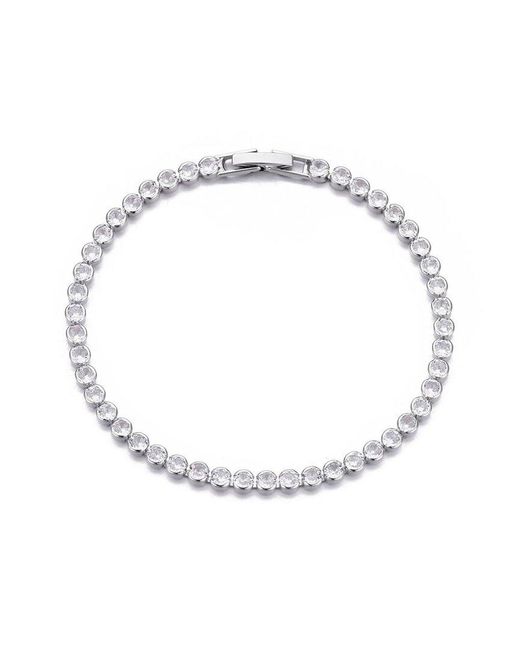 Adornia White Plated Crystal Bezeled Tennis Bracelet