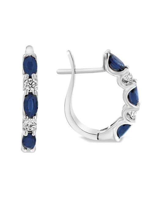 Diana M Blue Fine Jewelry 14k 2.05 Ct. Tw. Diamond & Sapphire Hoops