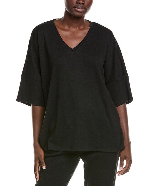 Natori Black Tranquility V-Neck Top