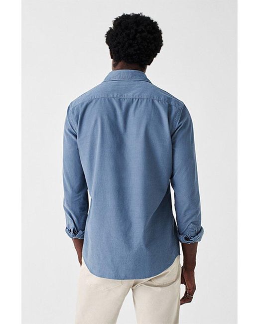 Faherty Brand Blue Stretch Corduroy Shirt for men