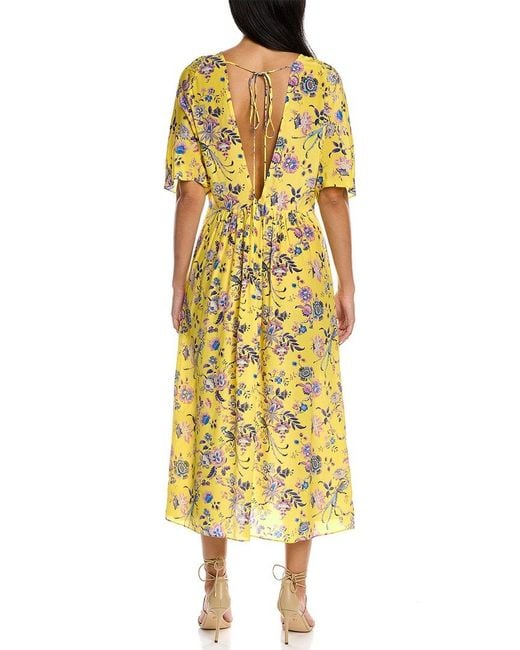 Les Rêveries Yellow V-Back Silk Maxi Dress