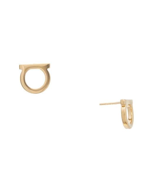 Ferragamo Metallic Gancini Brass Earrings