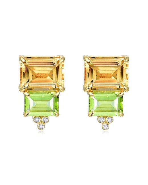 Kai Fine Jewelry Yellow 14K 6.53 Ct. Tw. Diamond & Gemstone Stud Earrings