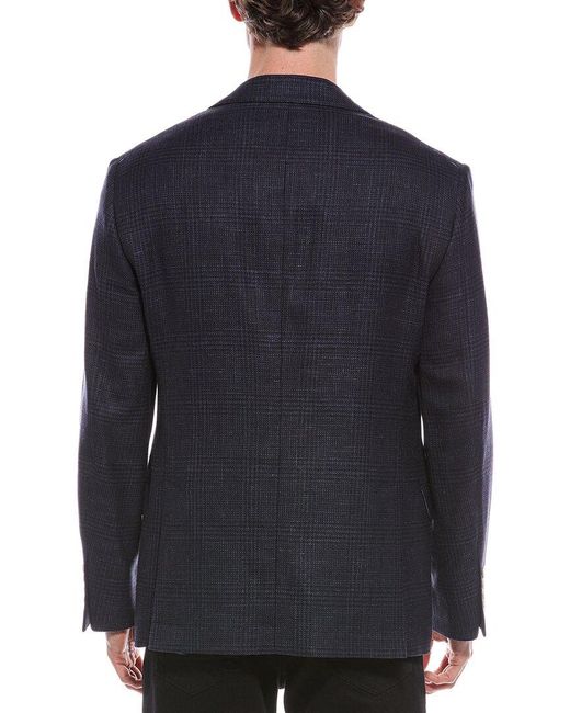 Brunello Cucinelli Blue Wool, Silk, & Linen-Blend Jacket for men