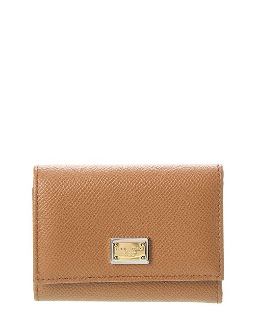 Dolce & Gabbana Brown Dauphine Leather Flap Wallet