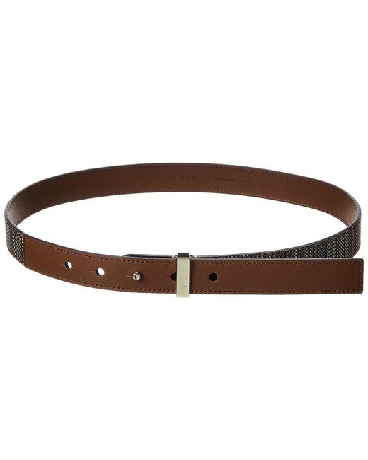 Paul Smith Brown Coated Canvas & Leather Belt for men